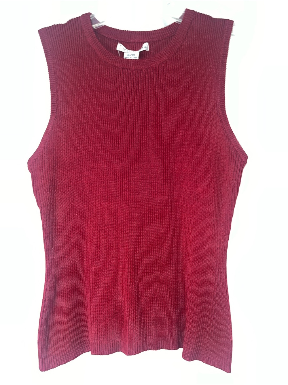 TRILOGY Women’s 100% Silk Deep Red Sleeveless Knit Top